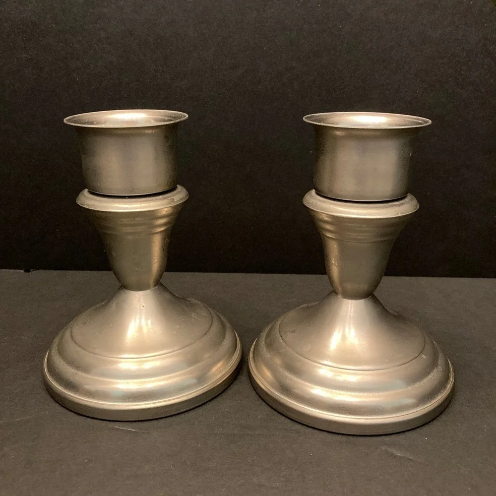 Provincetown Pewterlite Candlestick Holders Vtg‎ Convertible F.B. Rogers Taper